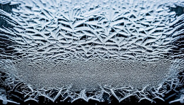 Foto texture astratte di ghiaccio su una finestra di un'auto in inverno