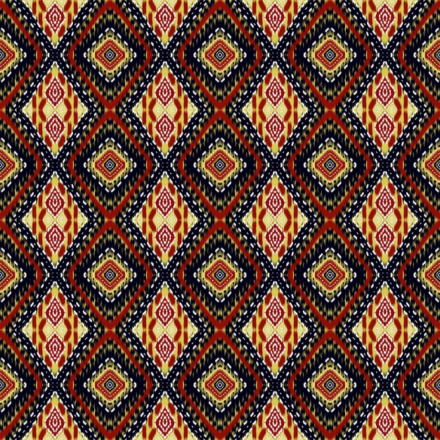 Abstract ikat fabric pattern design seamless pattern yellow ba