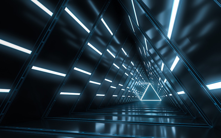 Photo abstract illuminated empty corridor interior design