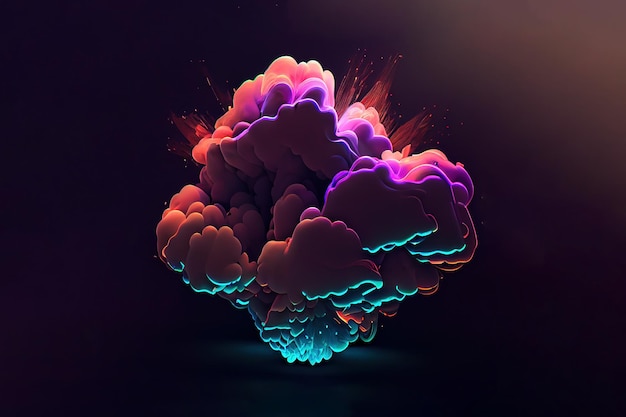 Abstract illuminated neon cloud Generative Ai