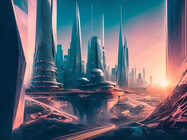 Abstract illustration background with the theme of an imaginary city