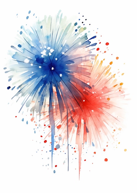 Abstract illustration of colored fireworks in style of handdrawn