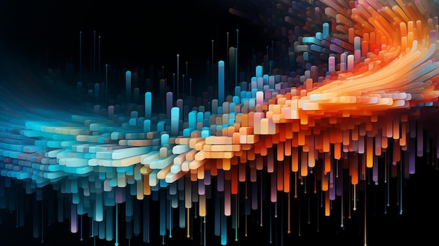 Abstract illustration of colorful data streams flow in vibrant composition