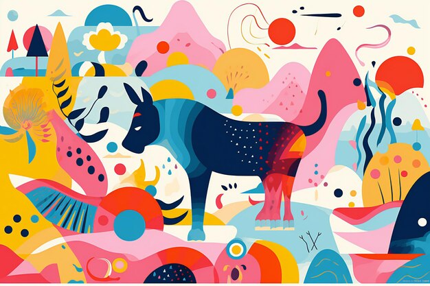 Abstract illustration in concept abstract face of dogs for decoration hd wallpaper background