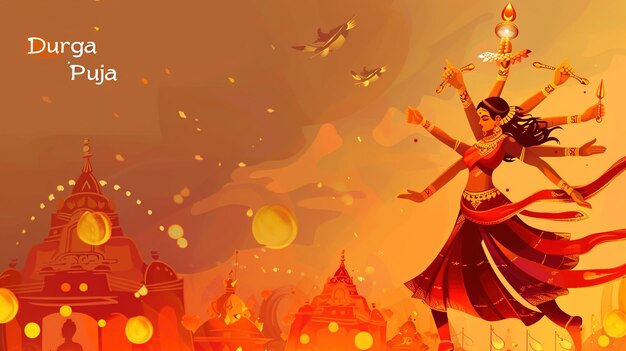 Durga Puja 터의 추상적인 일러스트레이션