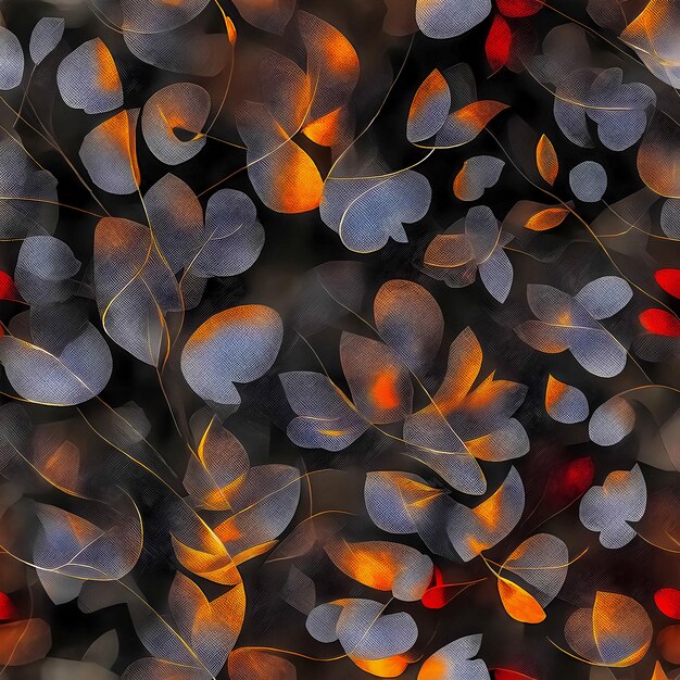 Abstract illustration of falling autumn leaves Autumn pattern and texture Generative AI