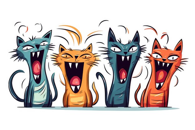 Illustration Three Angry Cats