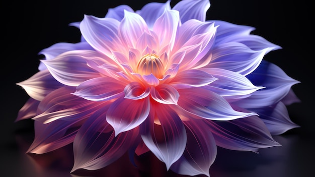 빛나는 꽃의 추상적인 일러스트레이션 디지털 미래의 꽃 벽지 네온 빛 빛 블로소