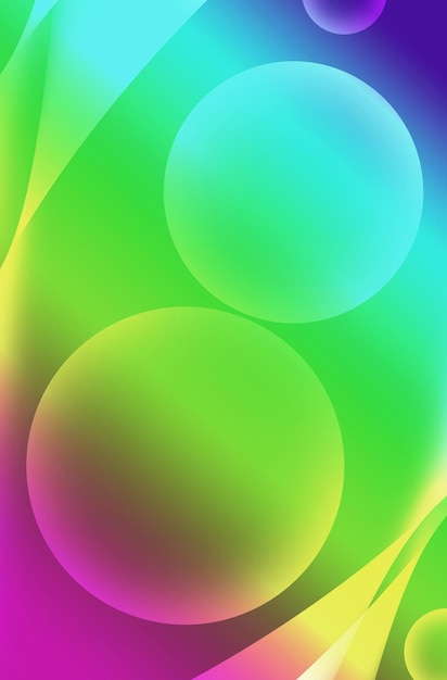 Abstract Illustration of Gradient Multicolored 3D Various Sized Spheres