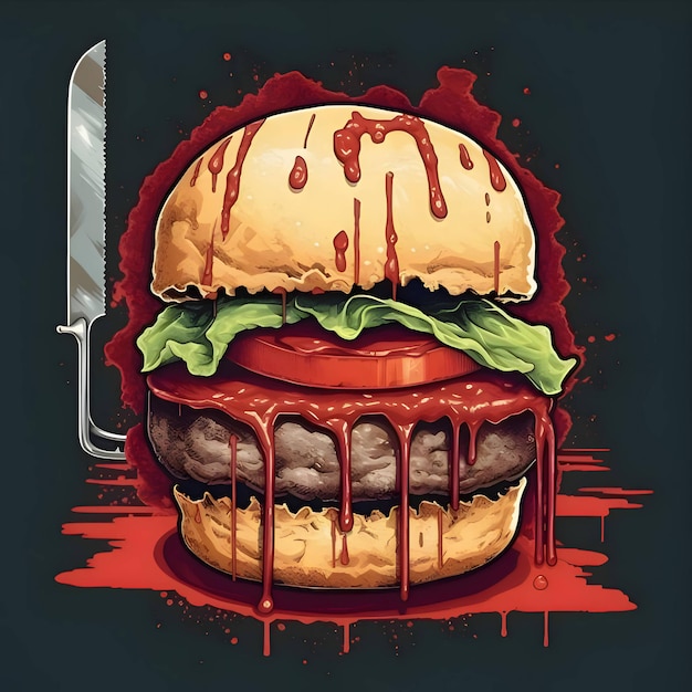 Abstract illustration of a hamburger on a solid background