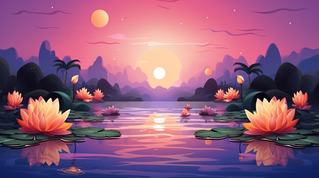 Abstract illustration of loy krathong festival of thailand illustration