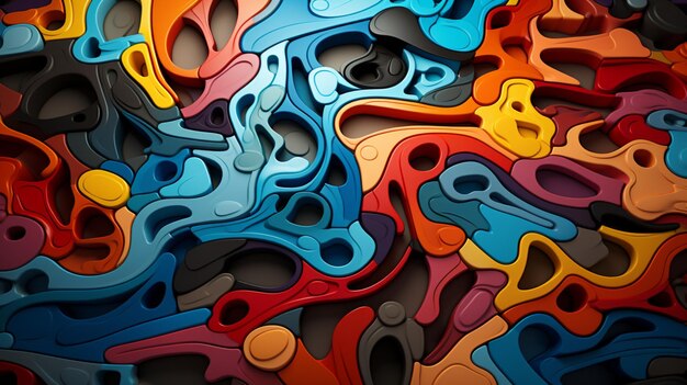 An abstract illustration of many colored shapes