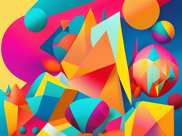 Abstract illustration of modern geometric shapes in bright colors