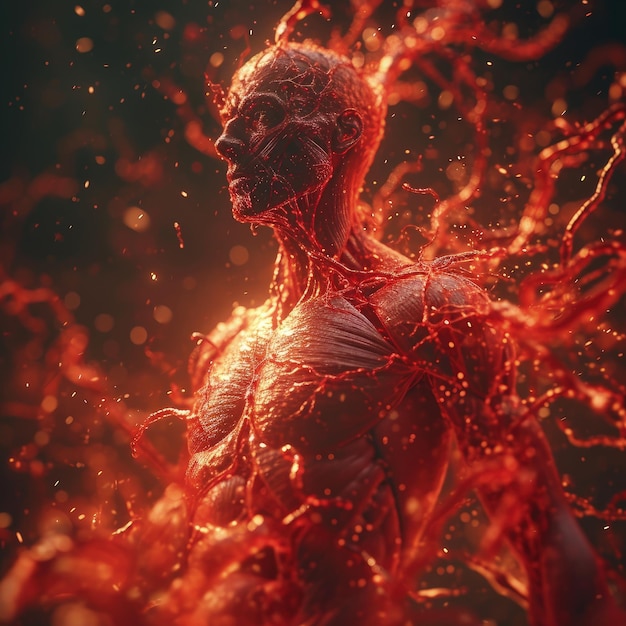 Photo abstract image of blood vessels and veins in the human body generative ai