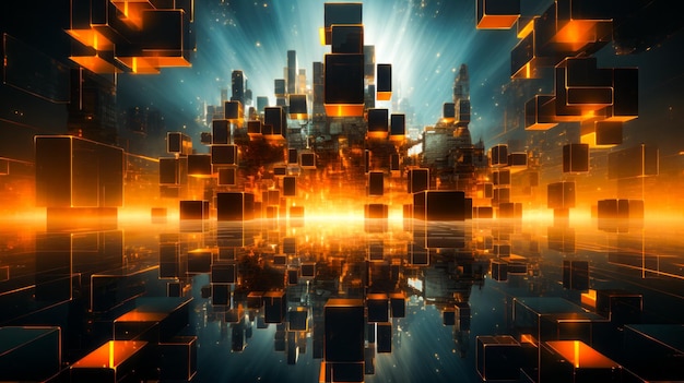 Abstract image of city with skyscrapers in the background Generative AI