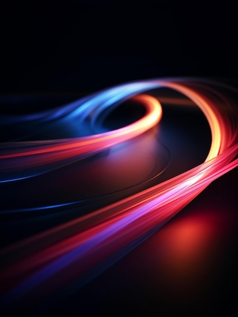 Abstract image of a colorful swirl of light on a black background generative ai