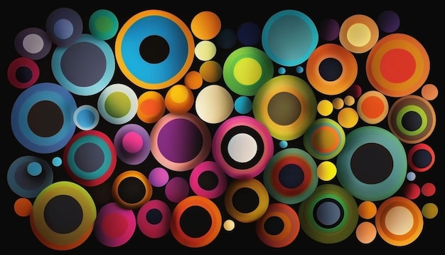 Abstract image composed of colored lines or circles generative ai