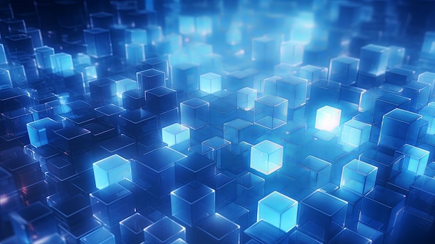 abstract image of cubes background in blue toned