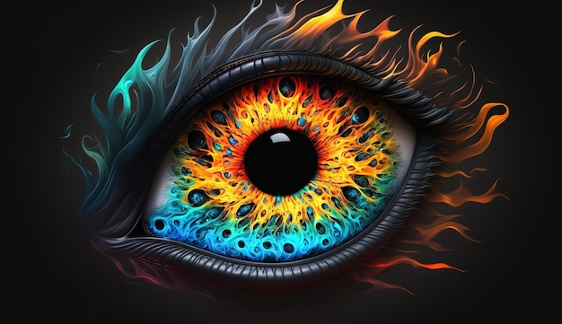 Abstract image of the eye in bright colors