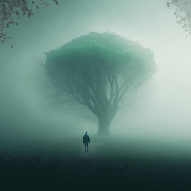 Abstract image of a man in a fog