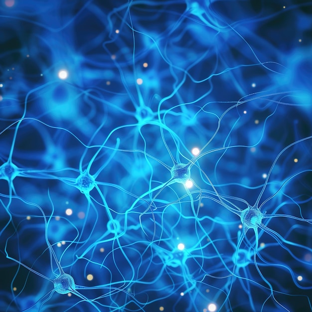 Abstract image of neural connections on blue background