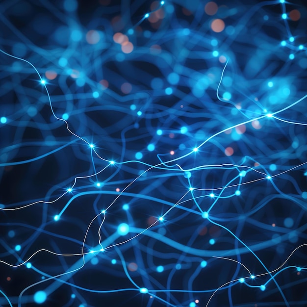 Abstract image of neural connections on blue background