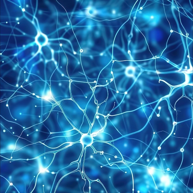 Abstract image of neural connections on blue background