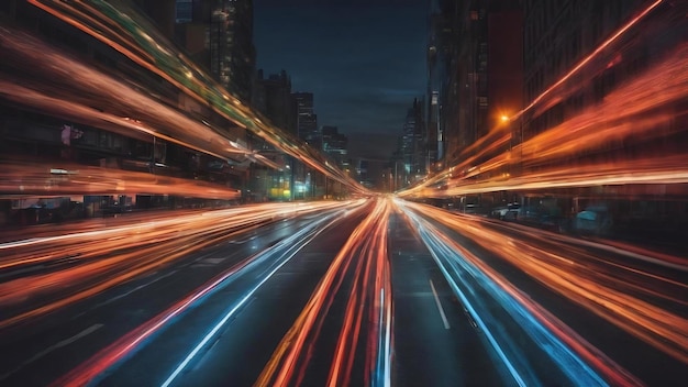 Abstract image of night traffic light trails in the city