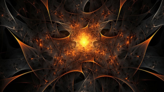 an abstract image of an orange and black design on a black background