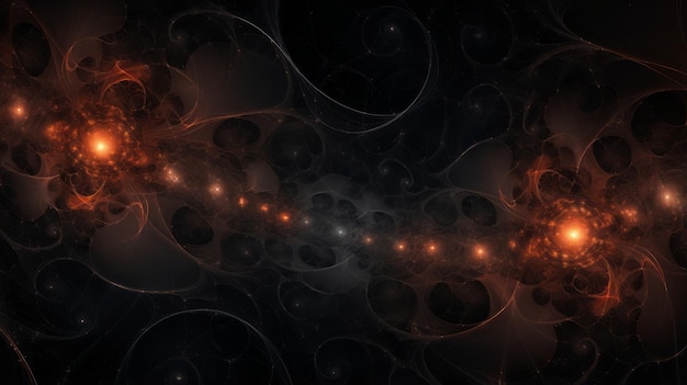 an abstract image of orange and black swirls