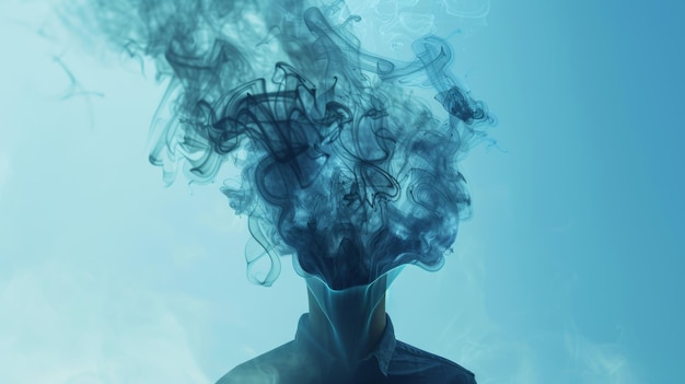 Abstract image of a person with a smokelike head