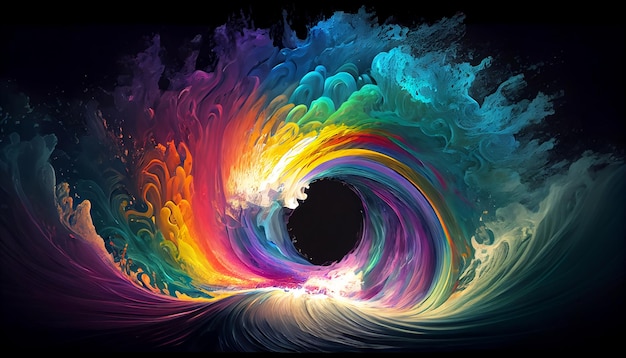 An abstract image of a rainbowcolored wave emanating from the center of the image Generative AI Illustration