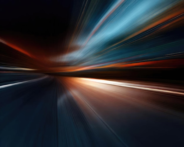 Abstract image of speed motion on the road in dark background