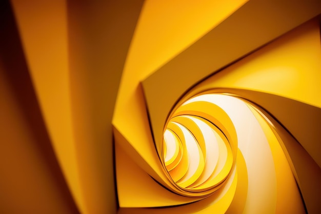 An abstract image of a spiral with a yellow background.