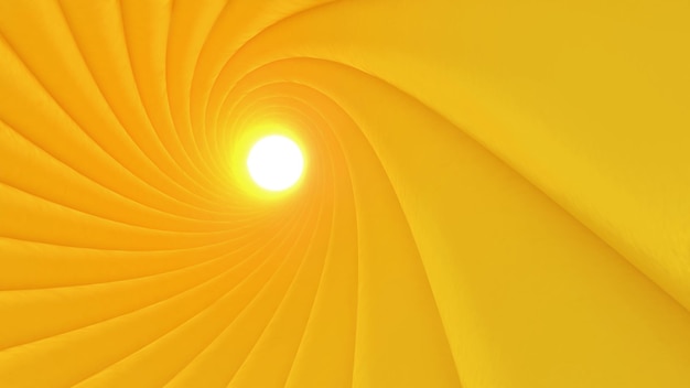 Immagine astratta di un vortice di un giallo tunnelgeometrico rendering 3d