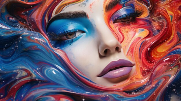 Abstract image of swirling vibrantmakeup colors