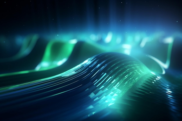 Abstract image of a wave of blue and green light generative ai