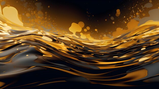 An abstract image of a wave with gold and black colors.