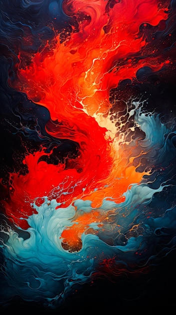 Abstract image with red orange and blue colors Generative AI