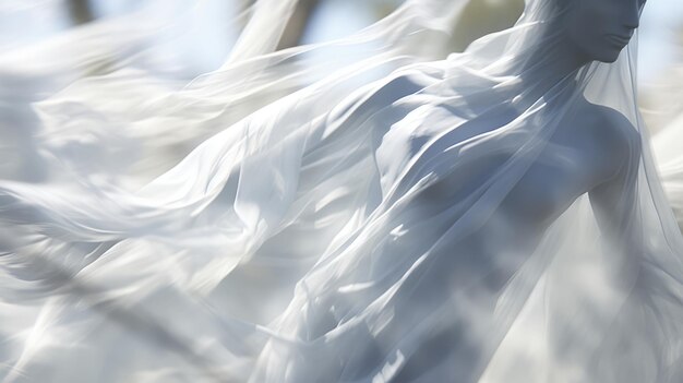 Foto un'immagine astratta di una donna in abito bianco