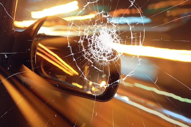 abstract imitation of a bullet broken glass car, war, attack crime, accident