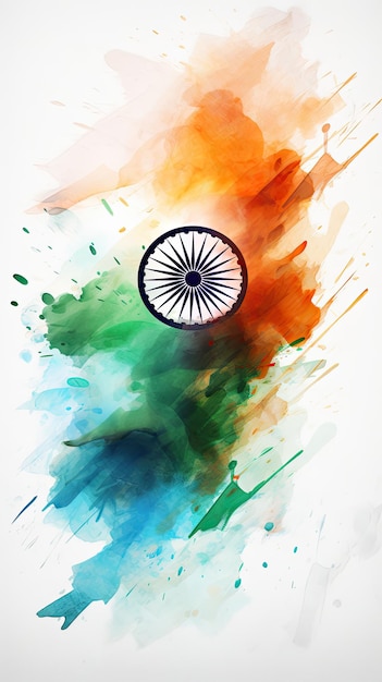インド独立記念日、共和国記念日の白い背景に抽象的なインドの旗