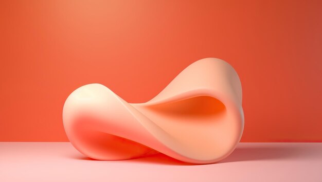 An abstract infinityshaped object in pastel peach fuzz tones on a peach fuzz background creating a sense of softness and smoothness