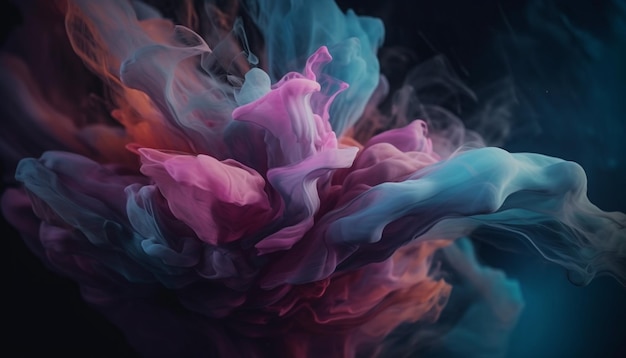 Abstract ink painting creates vibrant underwater fantasy generated by AI