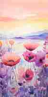 Photo abstract ink painting of oasis with anemone in valensole