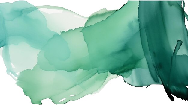 Abstract ink texture brush background turquoise green aquarel watercolor splash hand Generative AI