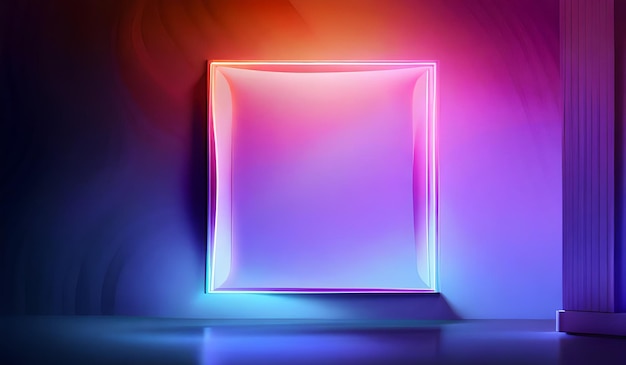 Abstract interieur met neon lichtgevend frame Generatieve AI