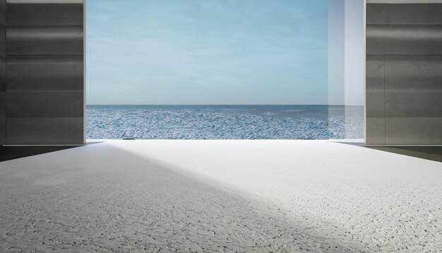 사진 추상적인 인테리어 디자인 3d 렌더링의 현대적인 바다 전망 쇼