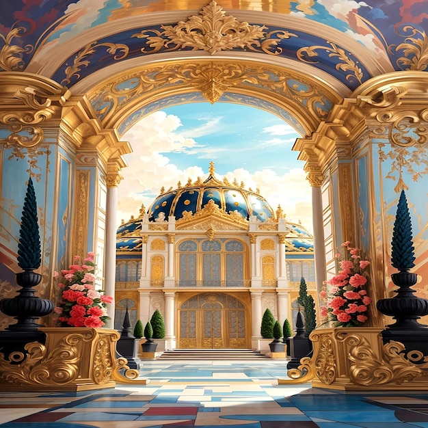 An abstract interpretation of the Palace of Versailles ai generated