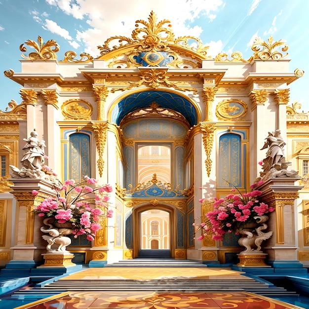 An abstract interpretation of the Palace of Versailles ai generated